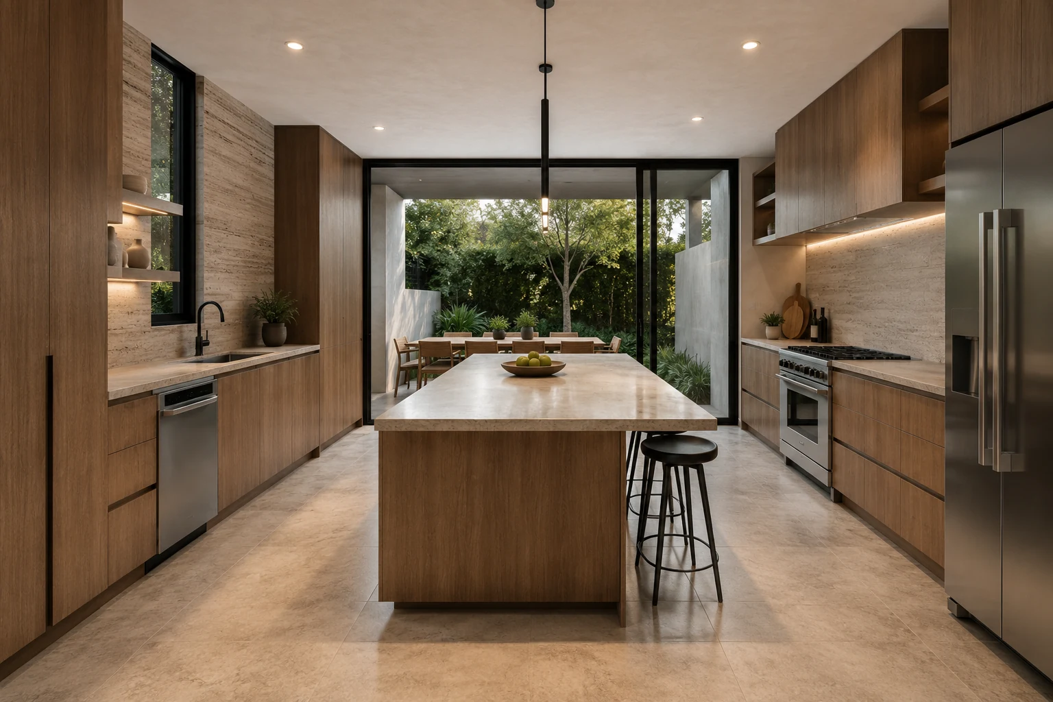 Cocina de Casa Dalias y su relación con el exterior