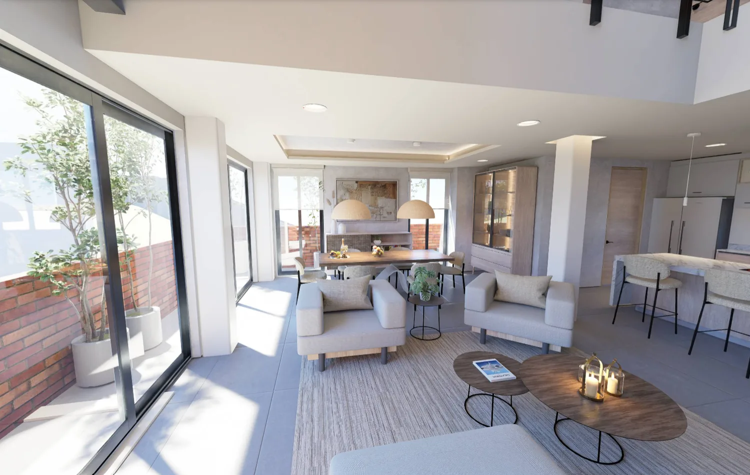 Interior abierto de un condominio en enAlto