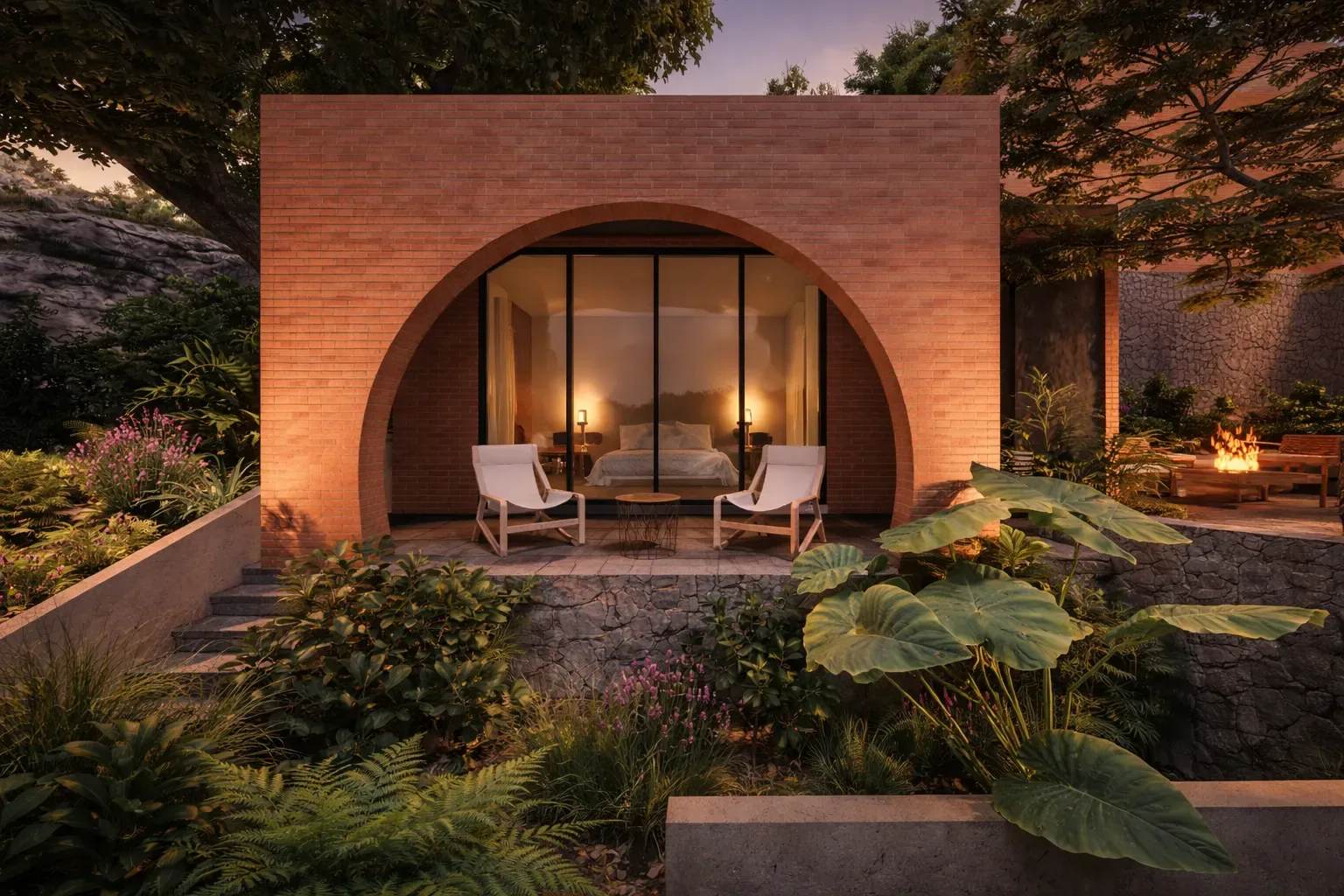 Arquitectura de Tierra Viva integrada al paisaje de Tepoztlán